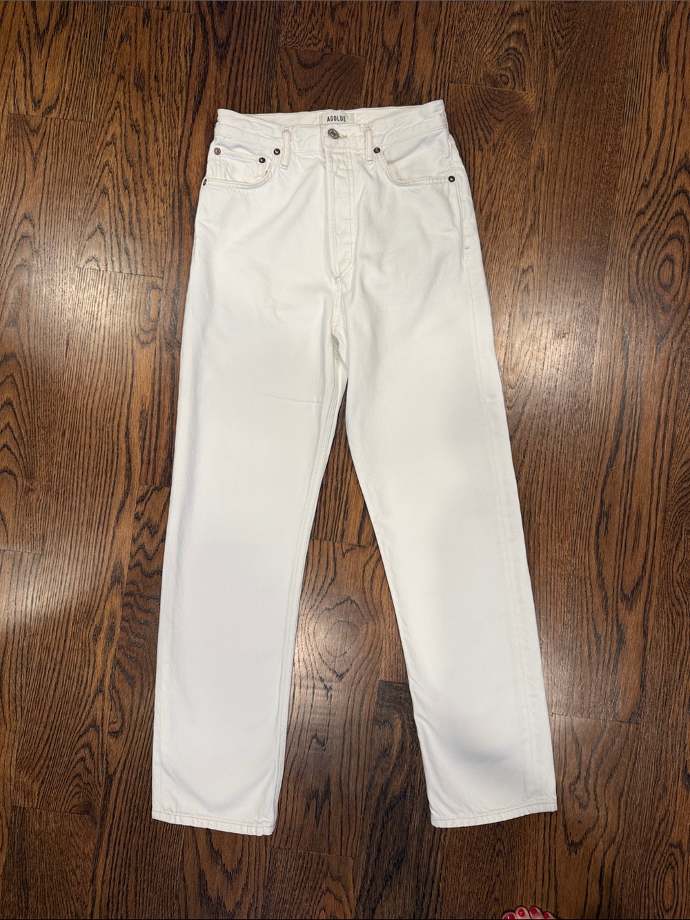 Agolde Off-White High-Rise Straight Jeans
